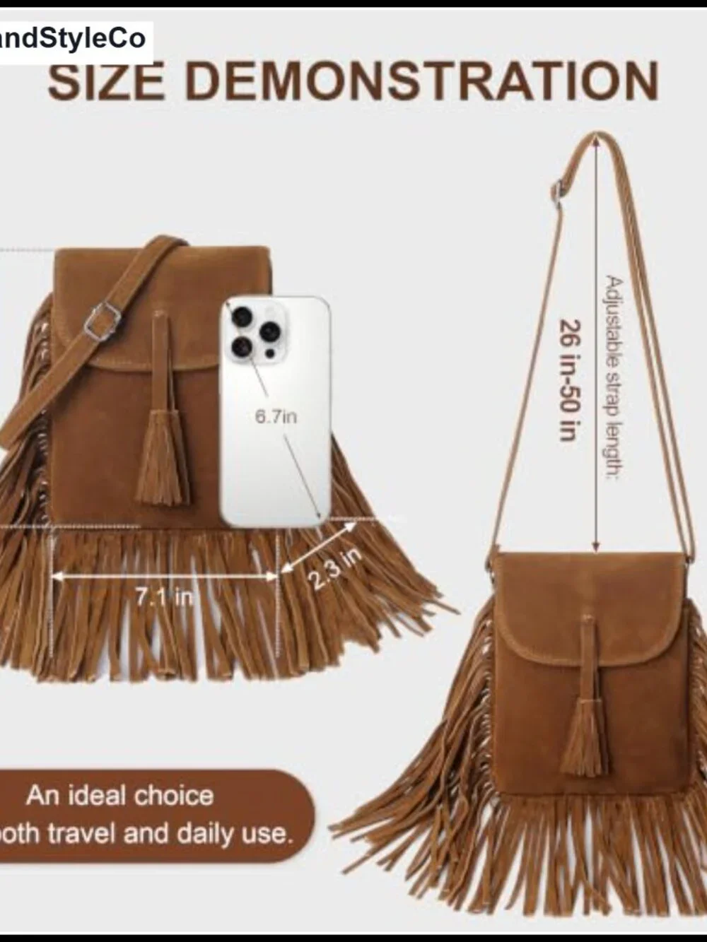 Vegan Suede Crossbody Bag RFID Blocking Phone Purse